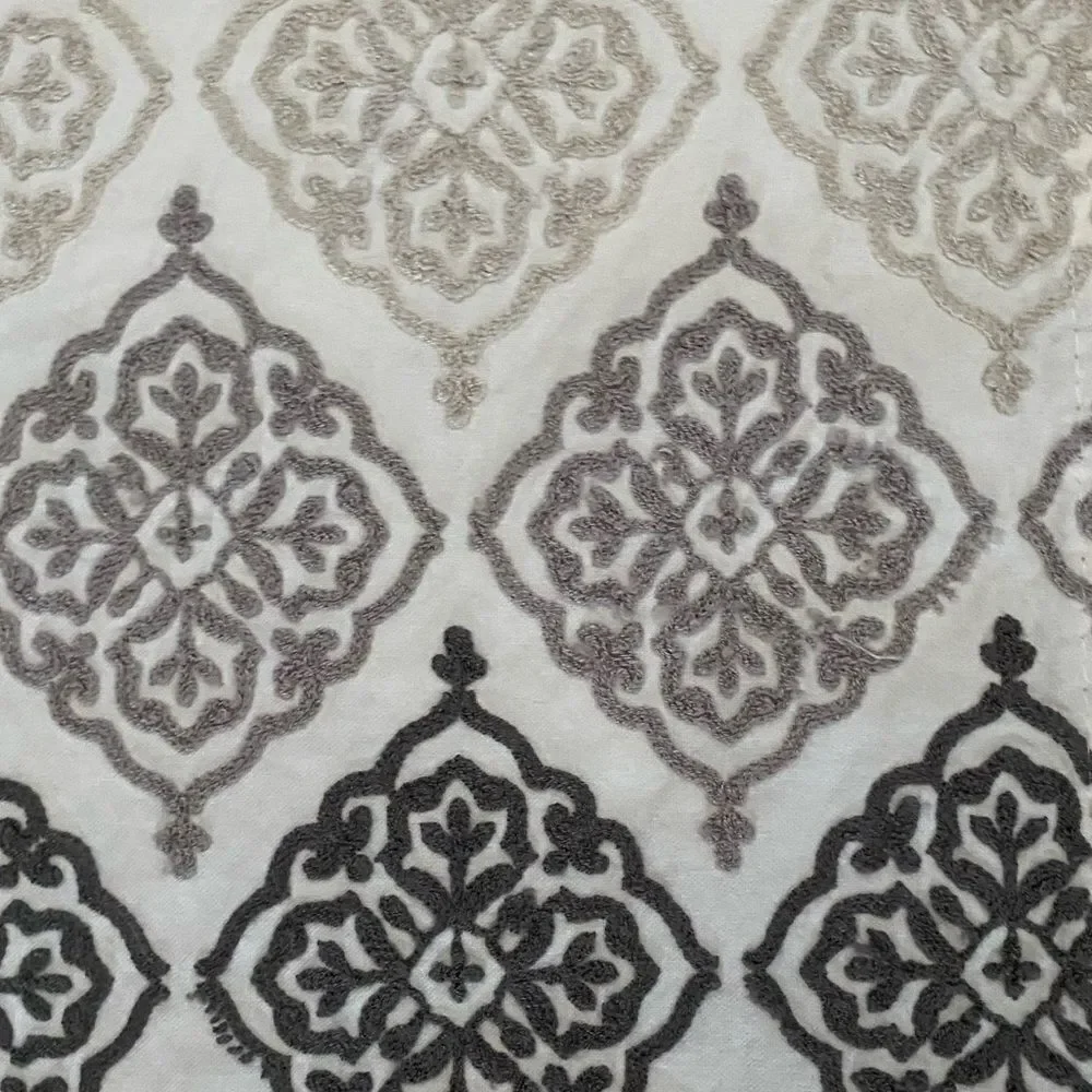 Threshold Cream Embroidery Medallion Fabric Shower Curtain